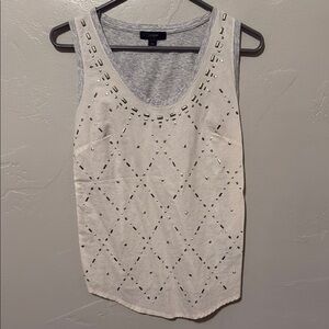 * J. Crew Gray and Cream Studded Tank Top XXSmall